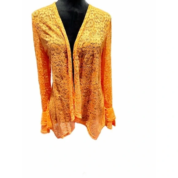 Anthropologie Palazzo Pants in small styled with orange lace jacket - Picture 3 of 6